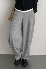 Relaxed Fit Curved Hem Thermal Knit Pants