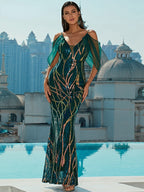 JuliaFashion - Sequin Sexy Backless Bodycon Even Maxi Elegant Dress