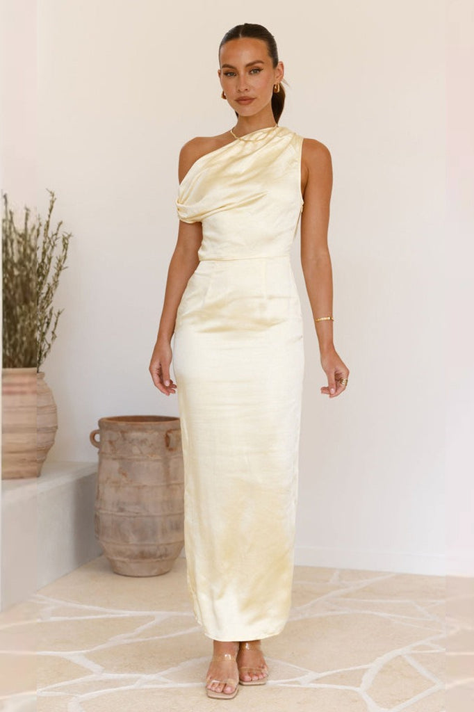 Solid Sleeveless Asymmetric Formal Dress