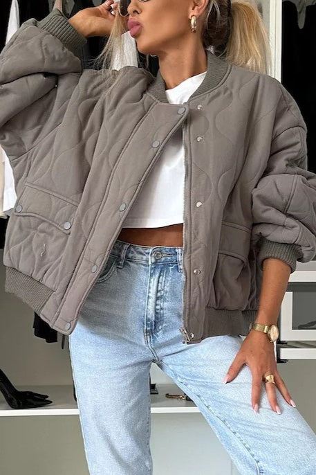 Casual Solid Button Padded Coat coats