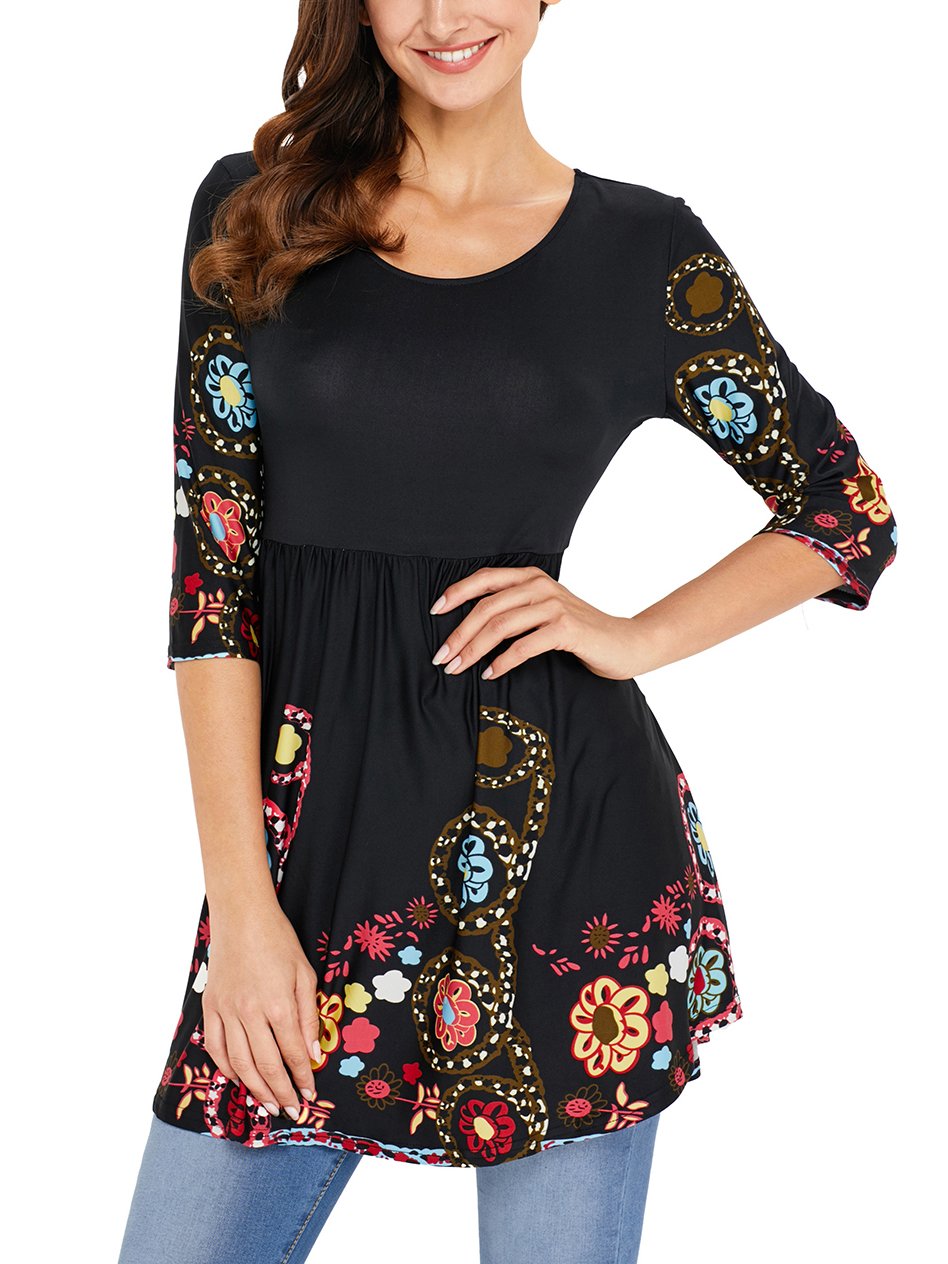 JuliaFashion - Skater Girl Floral Print Boho Dress