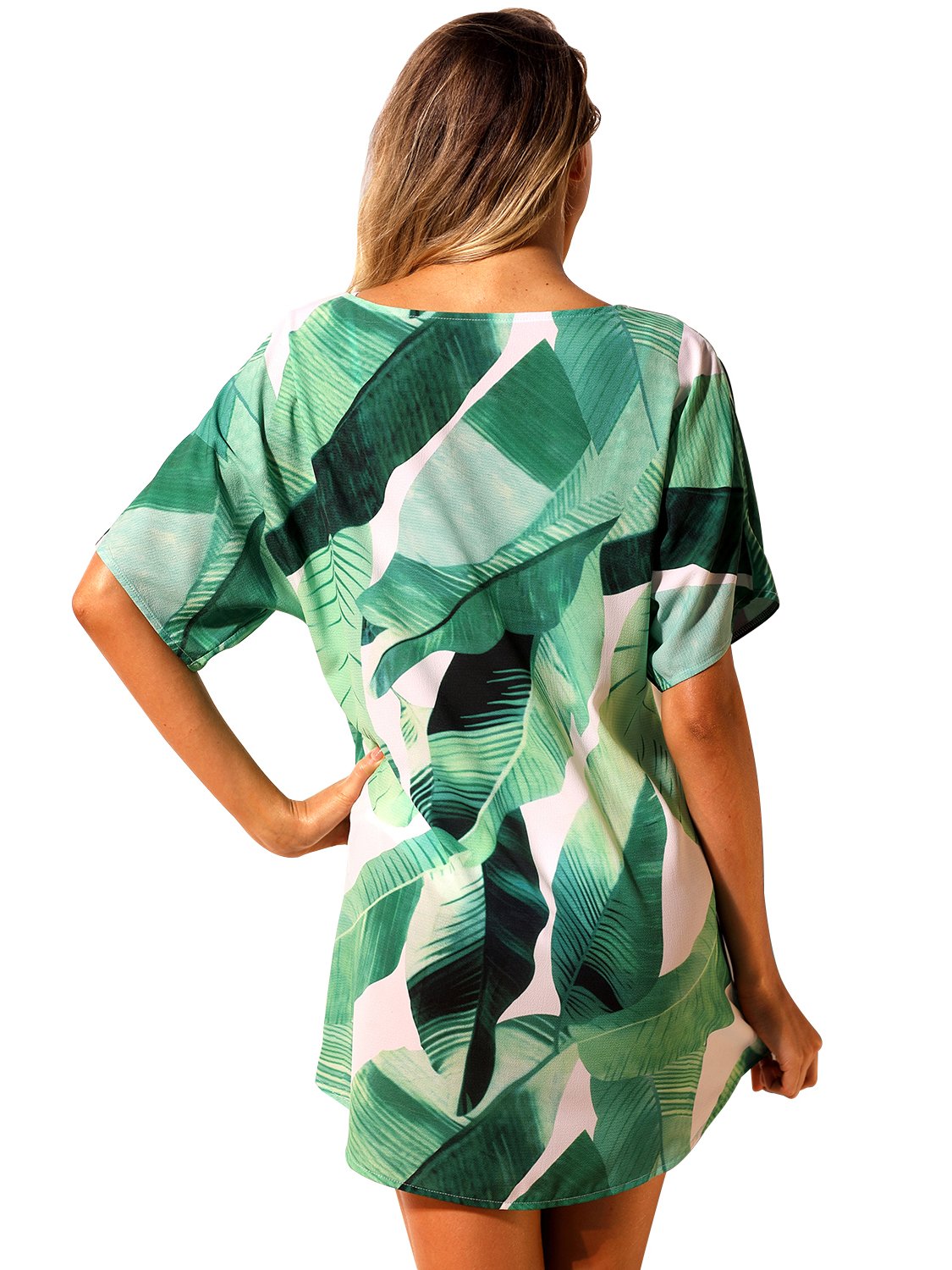 JuliaFashion - Run Away With Me Palm Leaf Print Mini Dress
