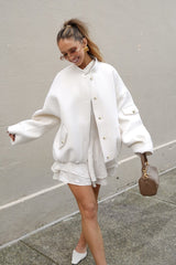 Wool Stand Collar Loose Jacket