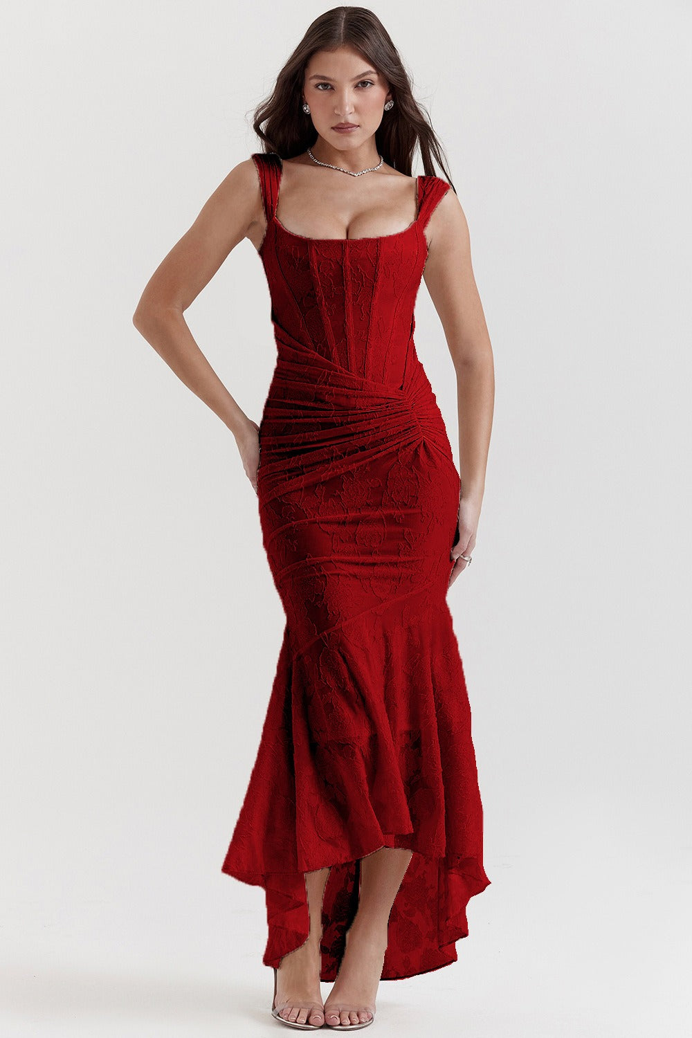 Stretch Mesh Jacquard Mermaid Formal Dress