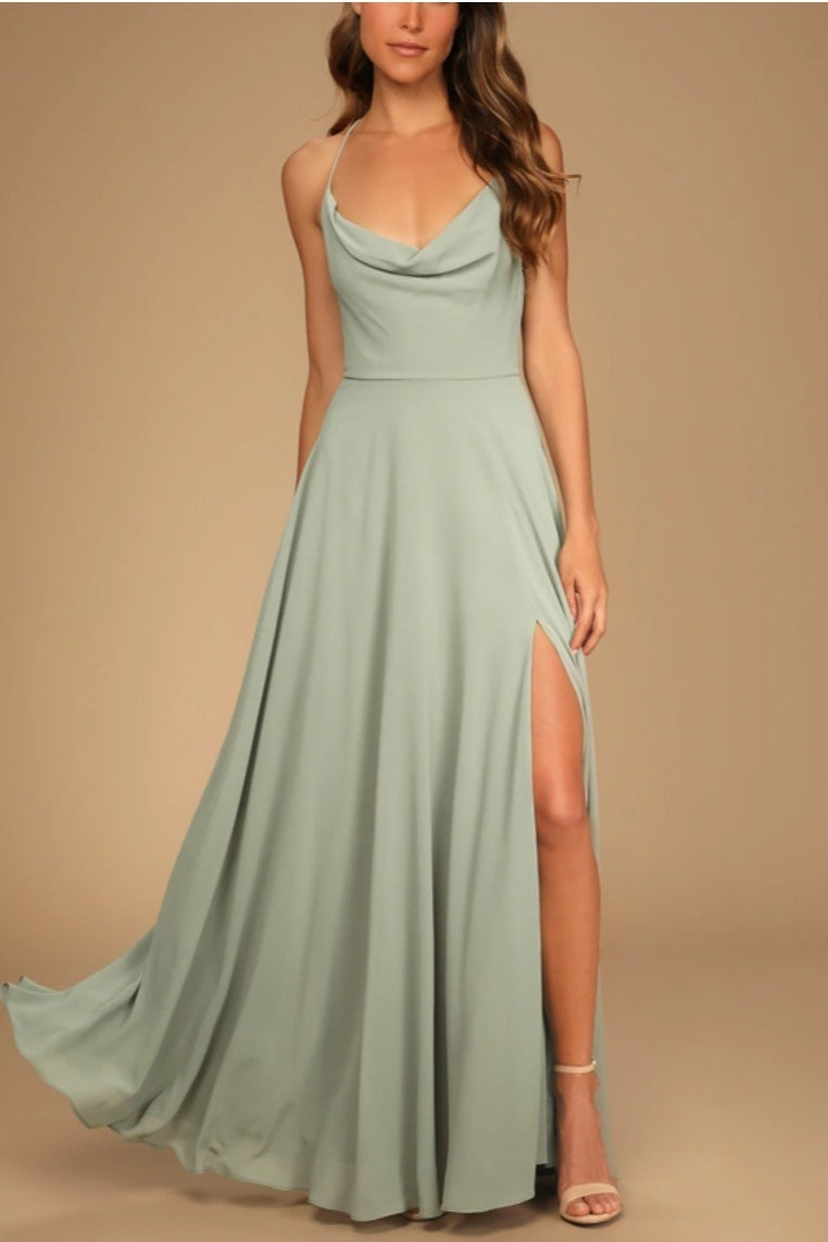 Sexy Halter Backless Maxi Formal Dress