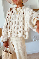 Crochet Knit Hollow Out Pullover Sweater