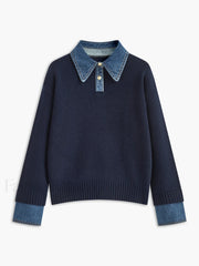 2 in 1 Panel Lapel Sweater Navy / XS Sweaters