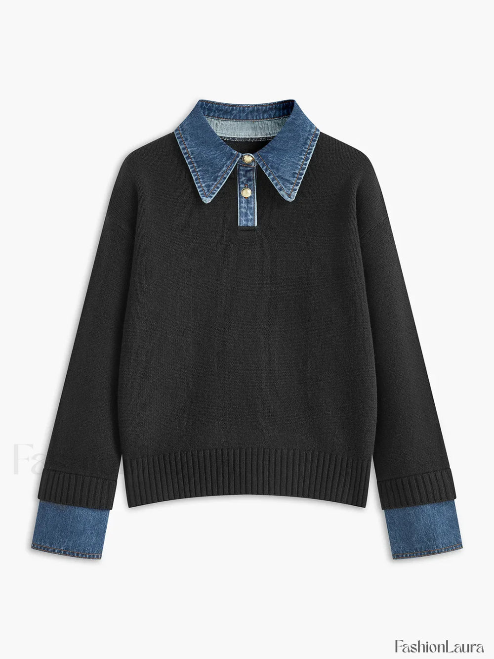 2 in 1 Panel Lapel Sweater Black / XS Sweaters