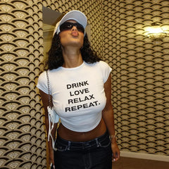 2000s Aesthetic Letter Print Baby Tee