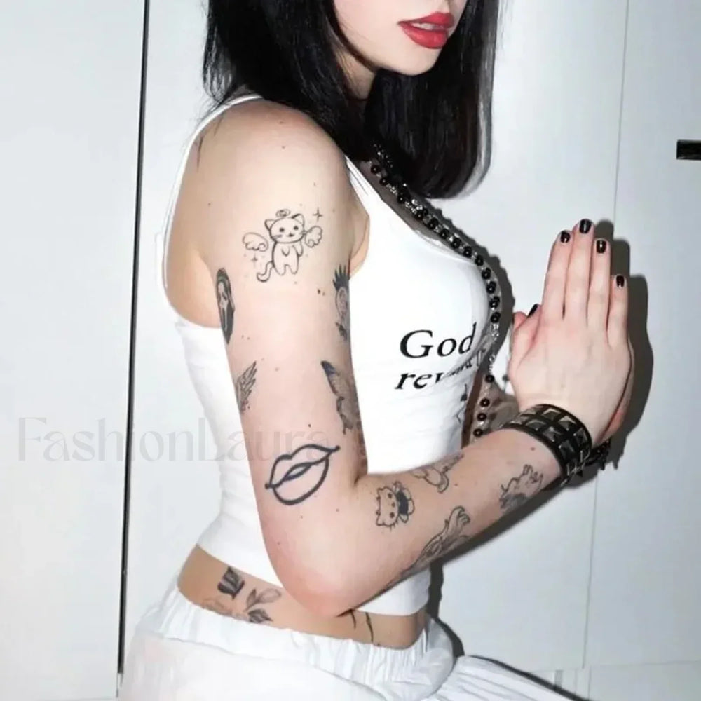 2000s Goth Letter Crop T Shirt