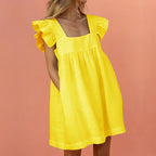 JuliaFashion - Women Elegant Butterfly Sleeve Backless Sexy Pocket Sundress