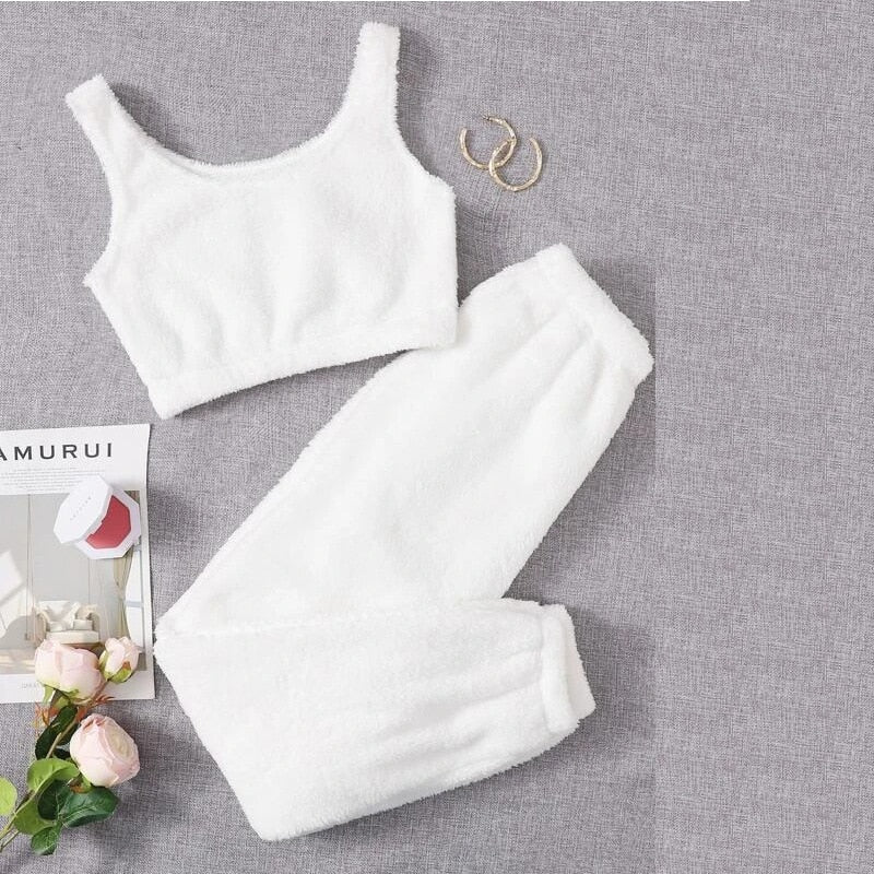 JuliaFashion - 2024 Warm Flannel Thick Coral Velvet Pajamas Set