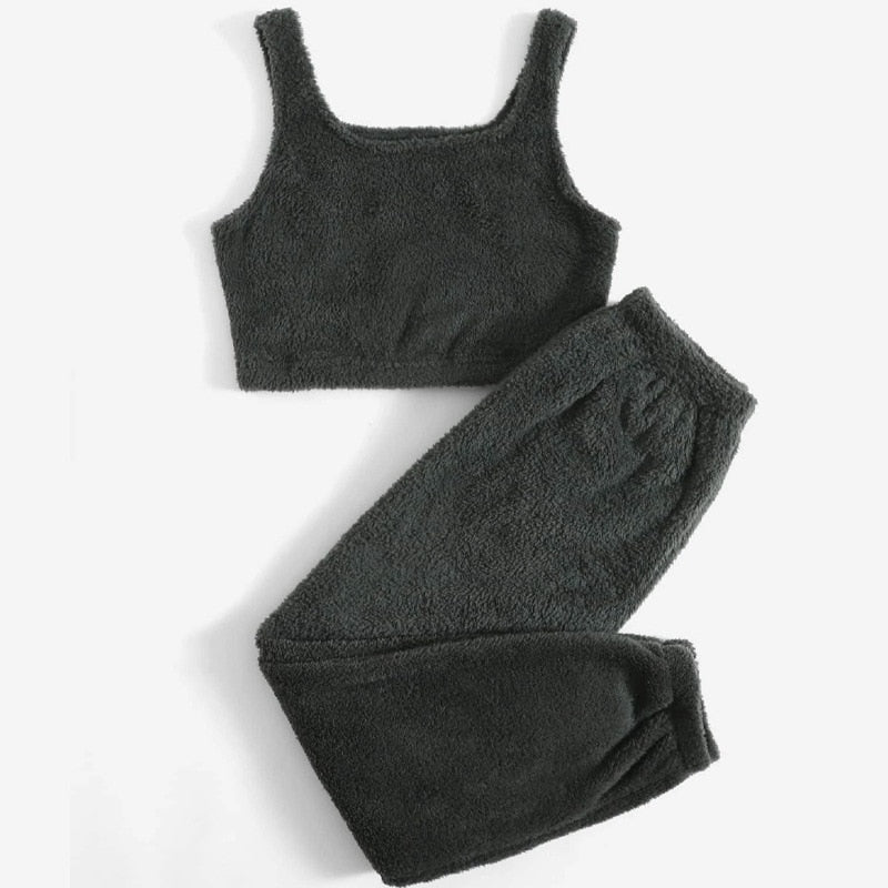 JuliaFashion - 2024 Warm Flannel Thick Coral Velvet Pajamas Set