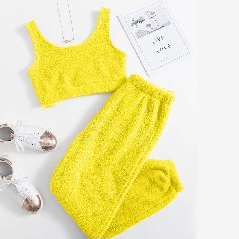 JuliaFashion - 2024 Warm Flannel Thick Coral Velvet Pajamas Set