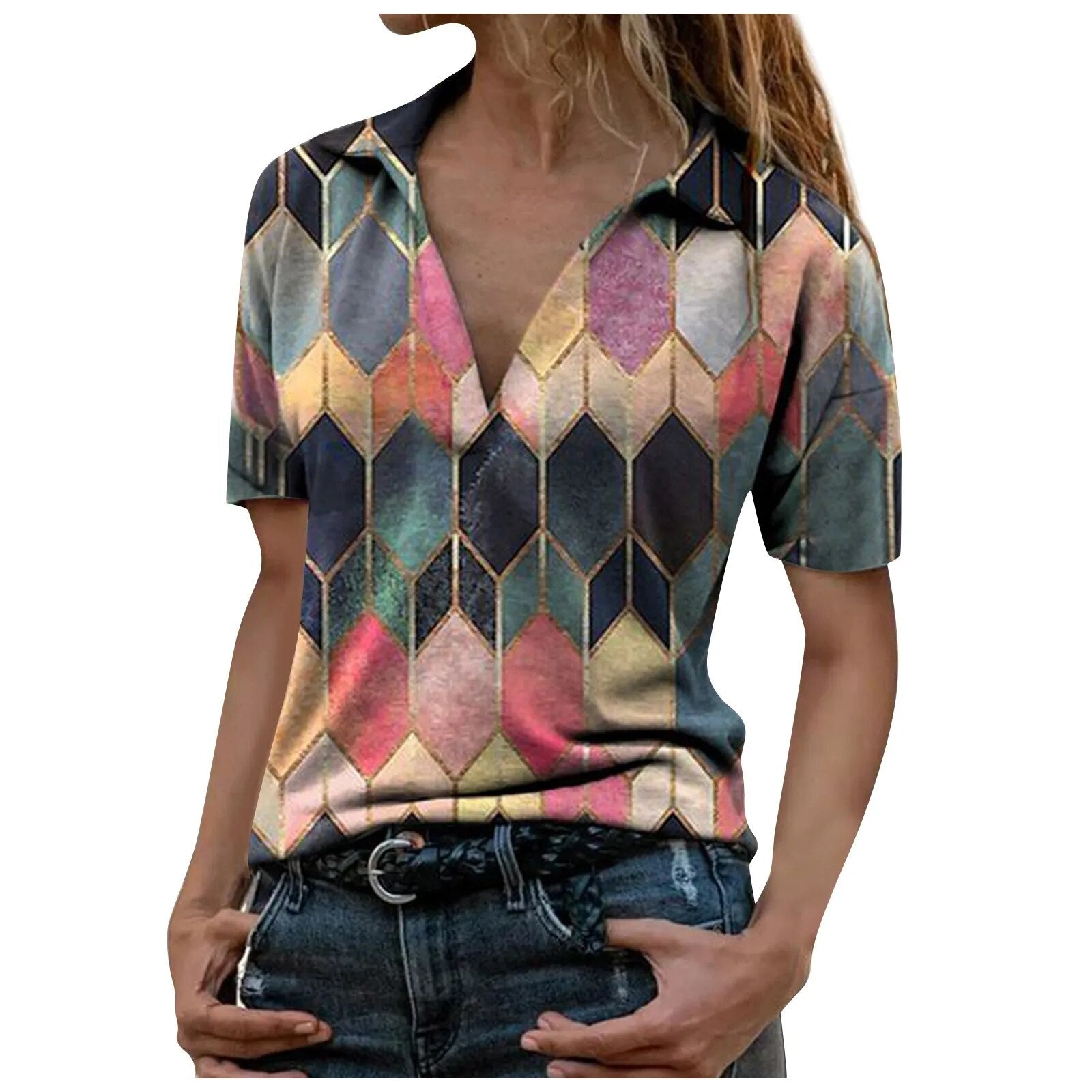 JuliaFashion-Elegant Summer Short Sleeve Blouses