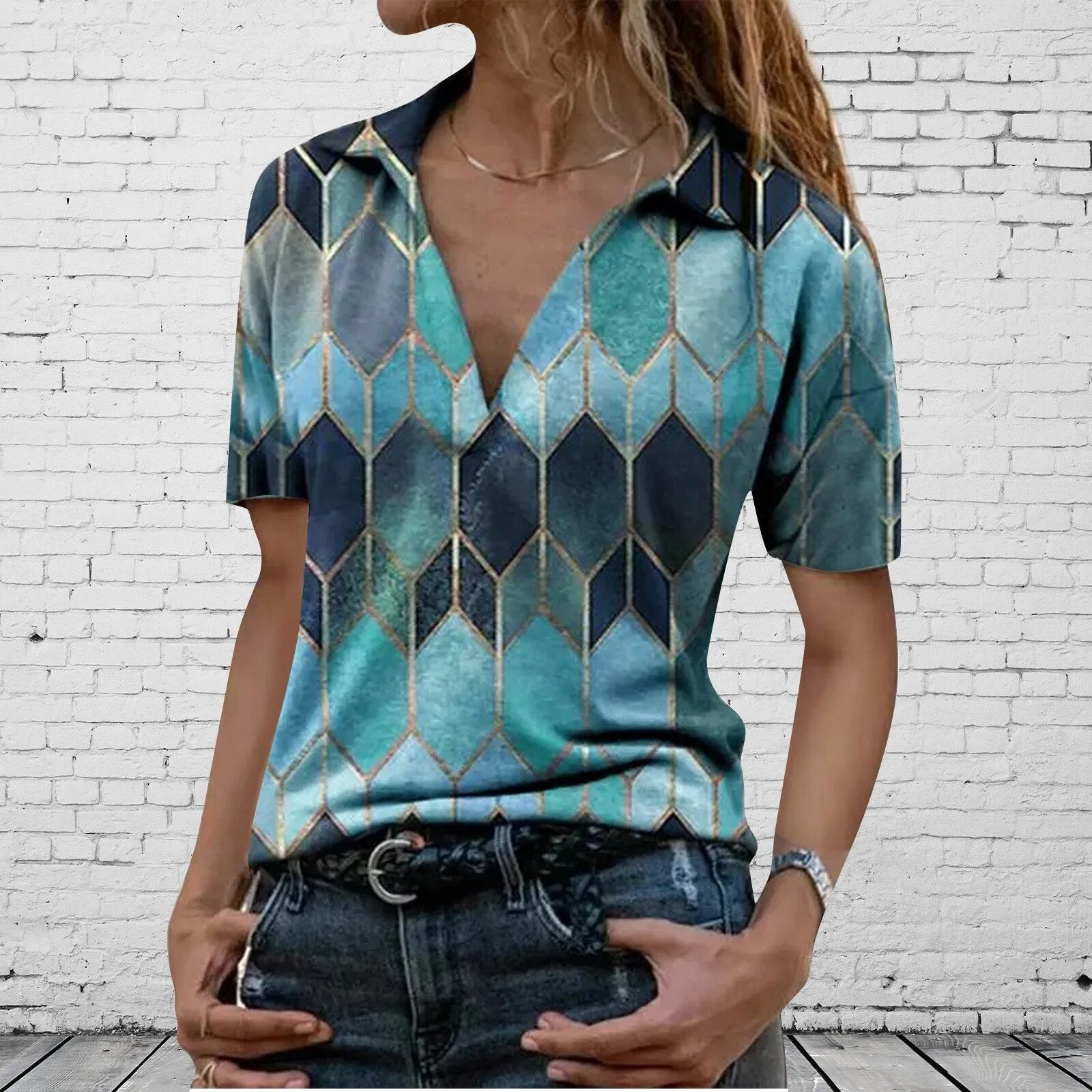 JuliaFashion-Elegant Summer Short Sleeve Blouses