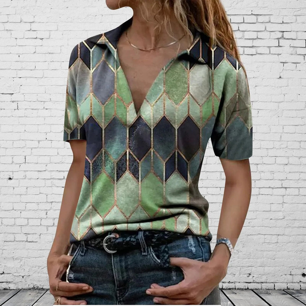 JuliaFashion-Elegant Summer Short Sleeve Blouses