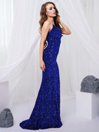JuliaFashion - Sequin Strapless Evening Sexy V-Neck Dress