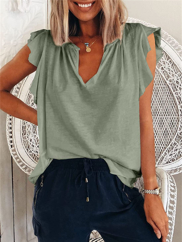 JuliaFashion - 2024 Women Solid Color T Shirt Street Casual Loose Cotton Tank Top