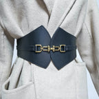 JuliaFashion-Fan-shaped Pair Buckle High Elastic Wide Belt