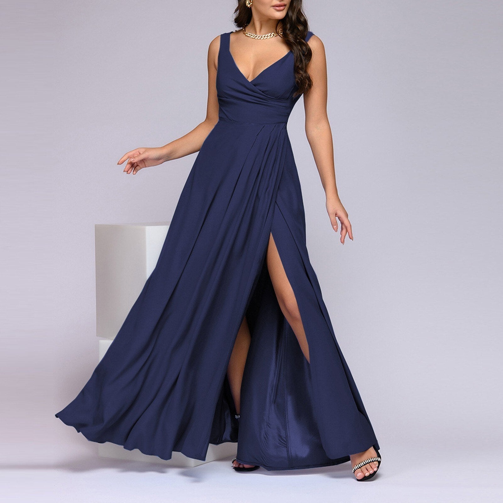 JuliaFashion - Sexy V-Neck Sleeveless Maxi Dress