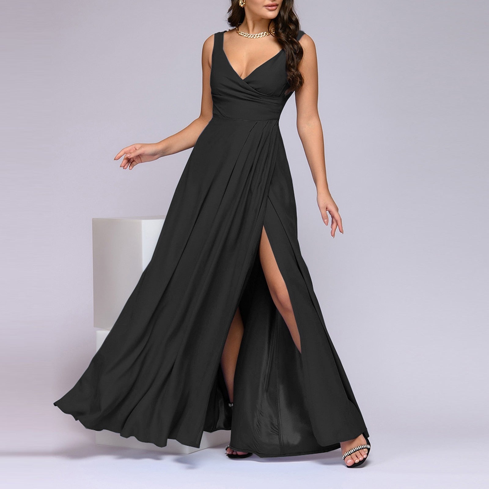 JuliaFashion - Sexy V-Neck Sleeveless Maxi Dress