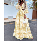 JuliaFashion - Spring Autumn Tie Dye Print Sexy Cutout Dress