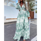 JuliaFashion - Spring Autumn Tie Dye Print Sexy Cutout Dress