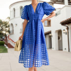 JuliaFashion - Vintage High Waist Mesh Midi Dress