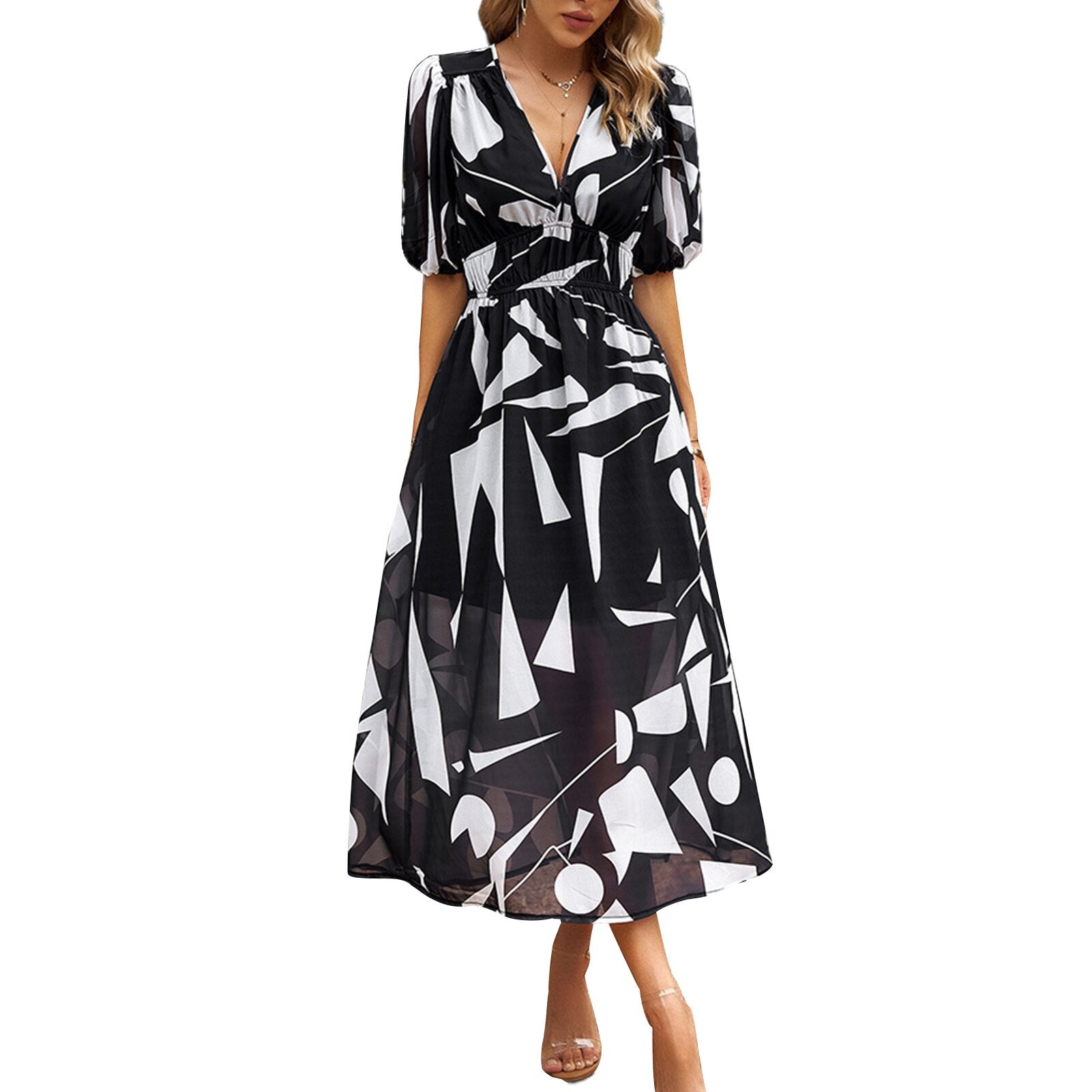 JuliaFashion-Elegant Boho Floral Bodycon Maxi Dress