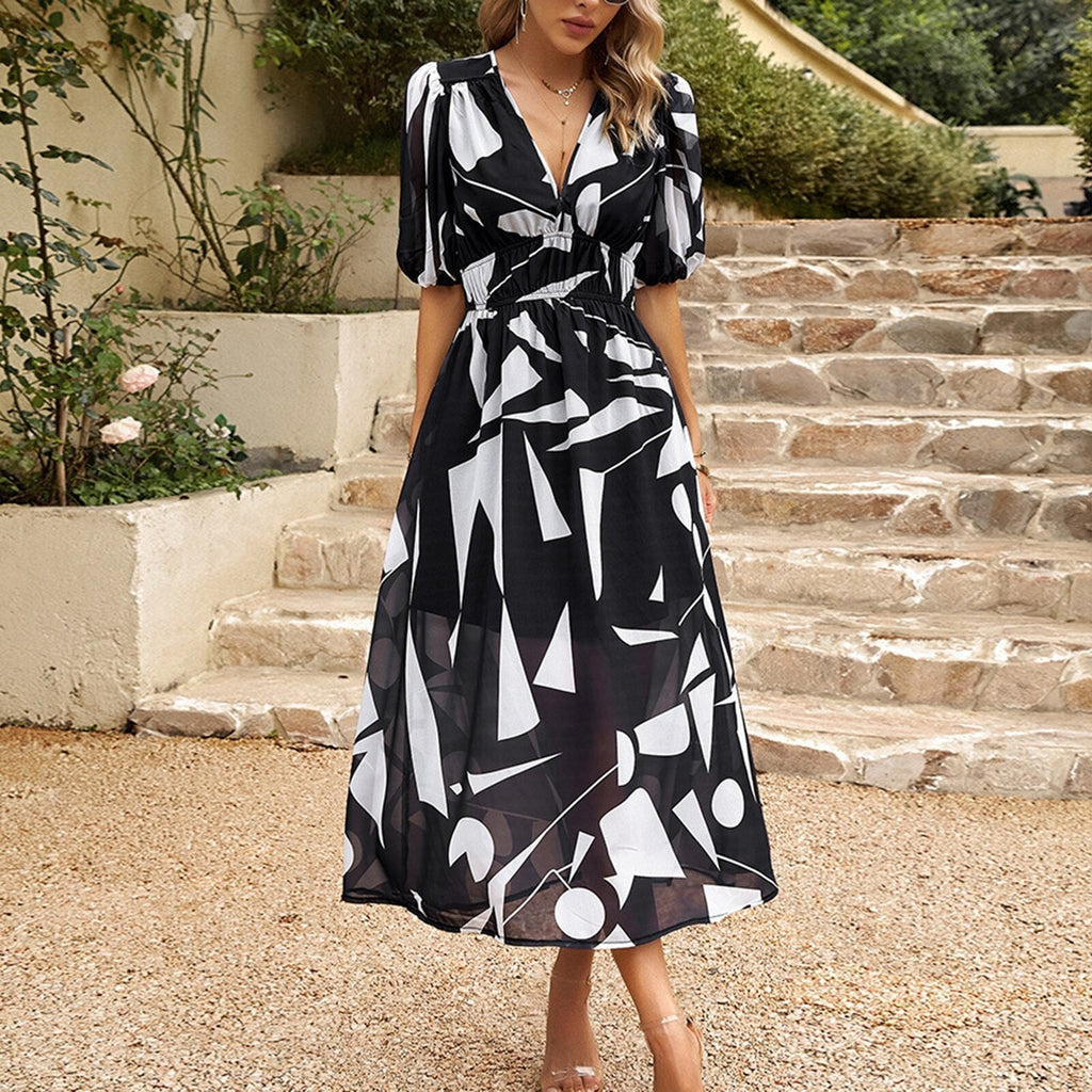 JuliaFashion-Elegant Boho Floral Bodycon Maxi Dress