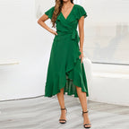 JuliaFashion - Sexy Chiffon Ruffle Hem Midi Beach Dress