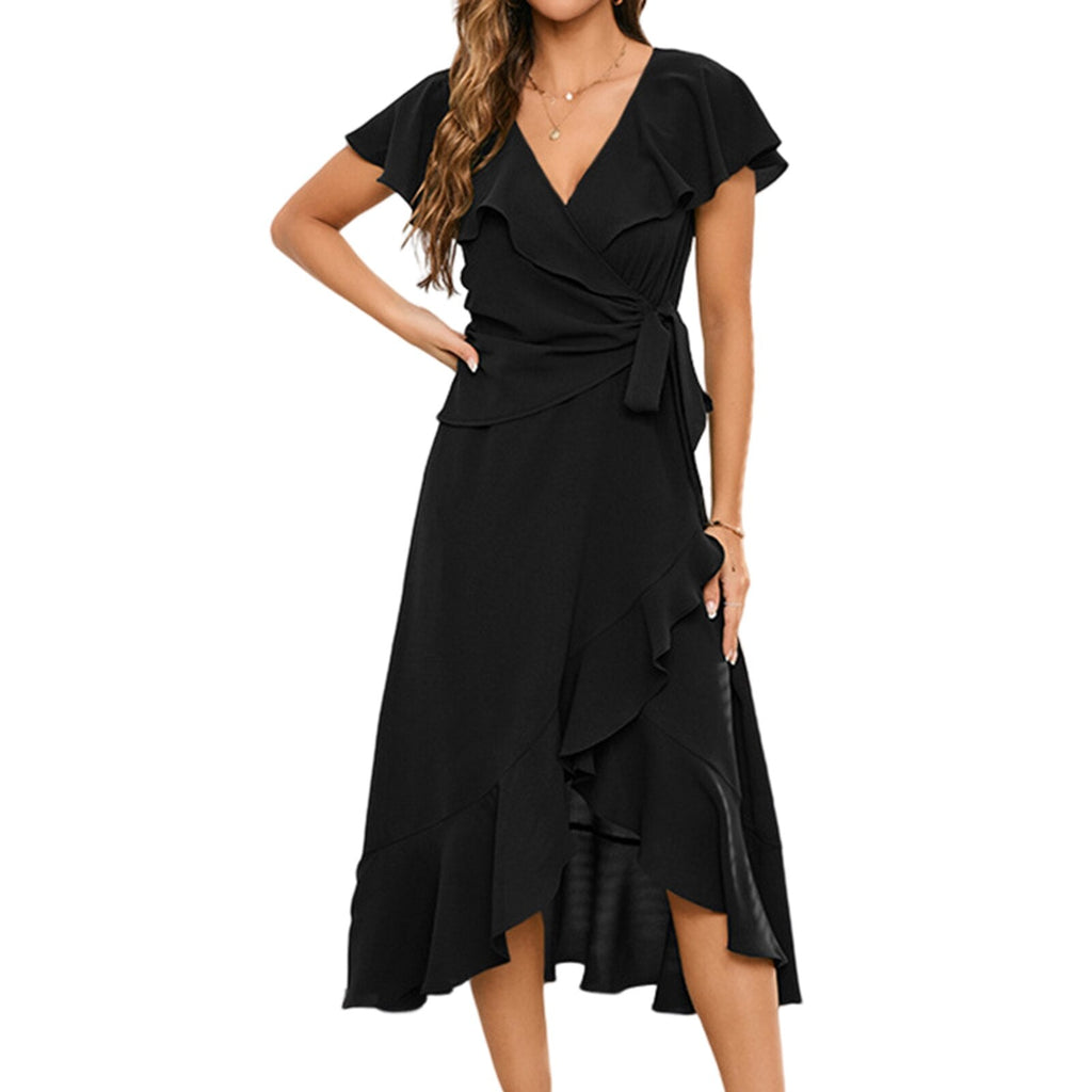 JuliaFashion - Sexy Chiffon Ruffle Hem Midi Beach Dress