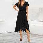 JuliaFashion - Sexy Chiffon Ruffle Hem Midi Beach Dress