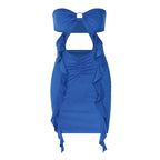 Julia Fashion - Fashion Boutonniere Edge Crop Bag Buttock Maxi Elegant Women's Mini Dress