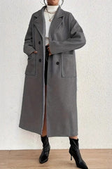 Minimalist Solid Wool Collar Overcoat