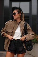 Retro Suede Short Length Jacket S / Khaki