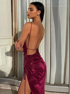 Julia Fashion - Sexy Pile Collar Halter Strap Women's Dress