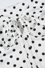 Polka Dot V-Neck Tie Waist Crop Top
