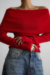 Slim Fit Slit Neck Long Sleeve Knit Top