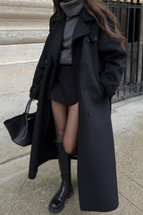 Solid Color Long Sleeve Trench Overcoat