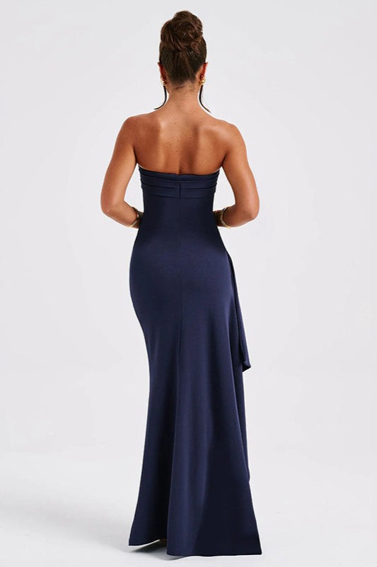 Strapless High Slit Maxi Party Dress
