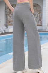 High Waist Draping Wide Leg Knit Pants