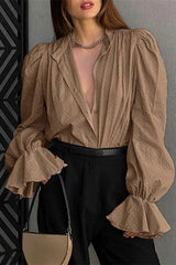 Jacquard Puff Sleeve Blouse