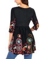 JuliaFashion - Skater Girl Floral Print Boho Dress