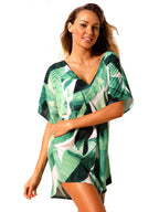 JuliaFashion - Run Away With Me Palm Leaf Print Mini Dress
