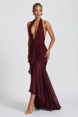 Sexy Deep V Halter Mermaid Party Dress