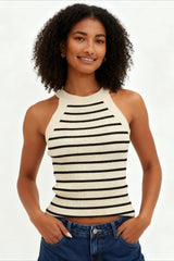 Striped Sleeveless Knit Top