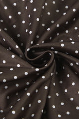 Button Tie Waist Dot Print Blouse