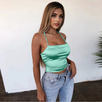 JuliaFashion - Sexy Lace-Up Satin Silk Cami Tops